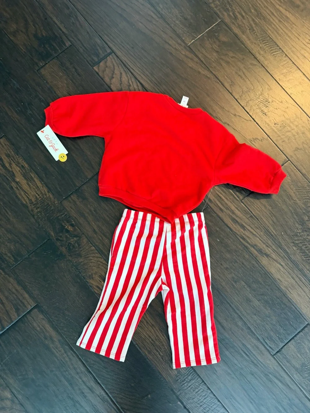 Cat & Jack Santa baby outfit sweater pants set red and white nwt
